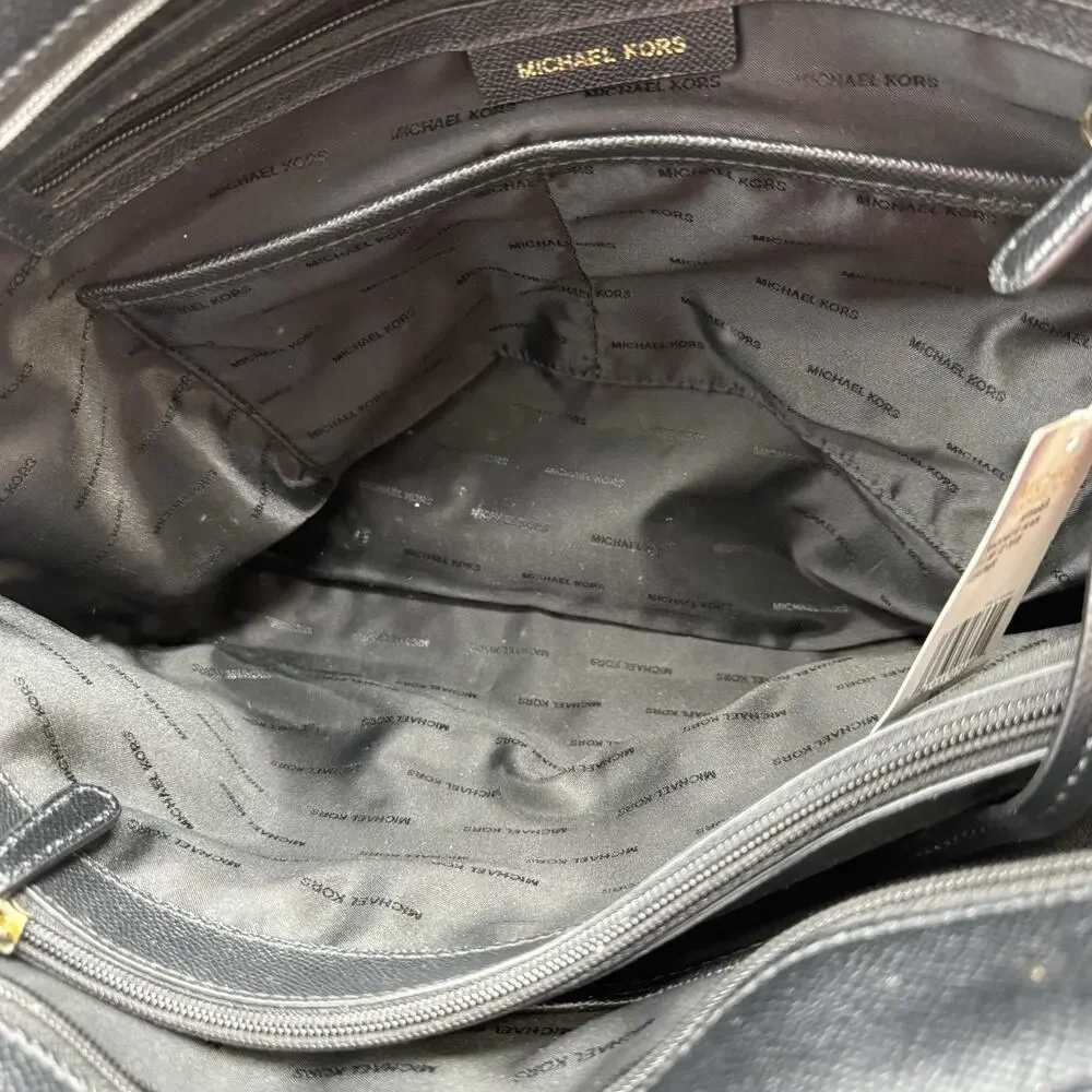 Michael Kors Limited Edition Voyager Pebbled Leather Love Tote Black Bag Purse